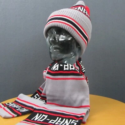 VTG Snap-On Winter Knit Pom-Pom Hat Ski Cap Beanie & Matching Neck Scarf - Image 1 of 4