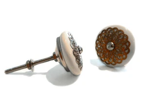 Möbelgriff Knopf Knauf Griff Türknopf Zierrat Metall Keramik 4 cm Silber Gold - Bild 1 von 8