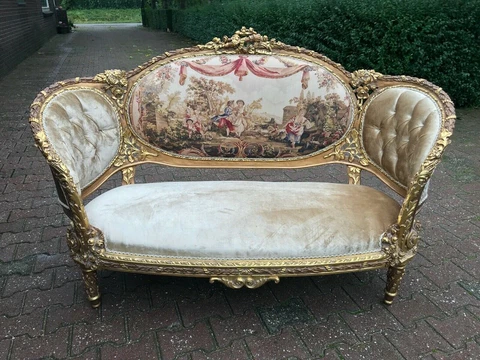 French Cartouche Louis XVI Style Sofa Cover