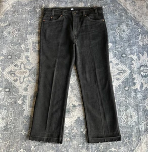 Pantalones de mezclilla negros vintage Levis 517 para hombre 36x30 corte botín dobladillo crudo hechos en EE. UU. AÑOS 80 - Imagen 1 de 23