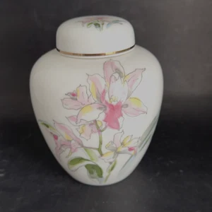 Ginger Jar Lid Cymbidium Orchids Pink Price Products Japan Vintage 5" x 4" x 2" - Picture 1 of 12