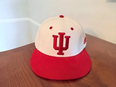 Adidas Red Indiana Crimson Hoosiers Fitted Baseball Cap Mens Size 7 5/8 - Image 1 of 4