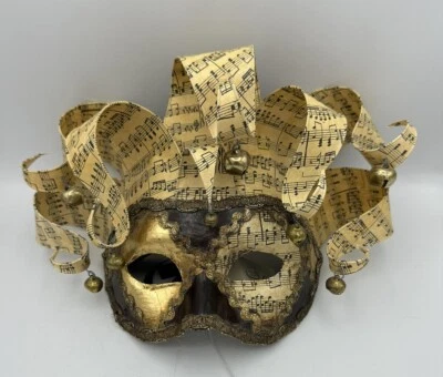 Venetian Jester Mask~ Gold & Musical~Carnival Mask  - Image 1 of 4