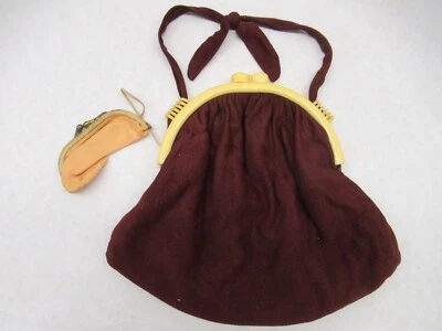 Monedero de mujer vintage marfil celuloide/baquelita con mango de tela Foto 1 de 4