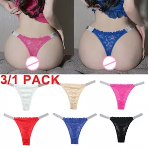 3/1 Pack Damen-Slips Unterwäsche Sexy Höschen G-String Dessous ~ > - Bild 1 von 30