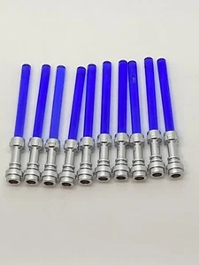 Lego Lot Of 10 Star Wars Trans Dark Purple Lightsabers & Metallic Silver Hilts - Picture 1 of 1