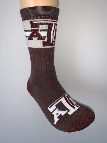 TEXAS A&M AGGIES NCAA COLLEGE PRIMARY LOGO FIRST STRING CREW LENGTH SOCKS LARGE Cover