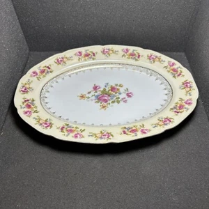 Vintage 1950’s Gold Castle Porcelain Floral 10” Oval Serving Platter - Picture 1 of 4