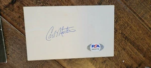 CARL MORTON SIGNED AUTO 3X5 INDEX CARD EXPOS BRAVES RANGERS 1970 NL ROY PSA DNA - Picture 1 of 1