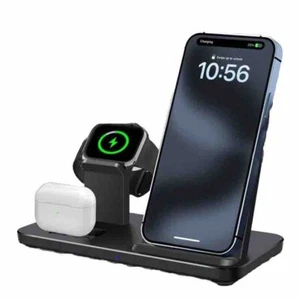 Fast Charging Dock For Multiple Devices - 3 In 1 Wireless Charger Stand Black - Picture 1 of 4