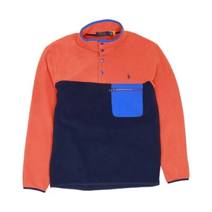 Polo Ralph Lauren Mens Orange Mockneck Fleece Jacket $148 - Picture 1 of 3