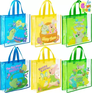 6 Pcs Easter Party Favor Supplies Gift Bags for Kids, 13" X 13" X 4" Big Size No - Picture 1 of 12