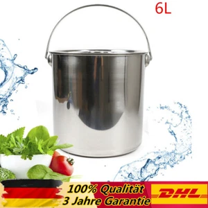 6 Liter Eimer Kücheneimer Futtereimer Milcheimer Edelstahl mit Deckel Melkeimer - Bild 1 von 17