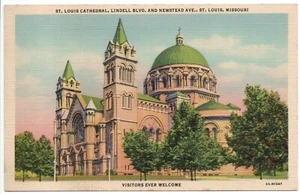 1932 St Louis Cathedral Lindell Blvd Newstead Ave MO Leinen Postkarte nicht verschickt - Bild 1 von 13
