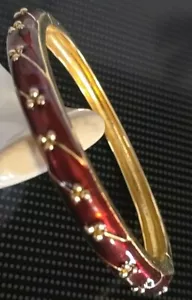 Brazalete Brazalete Vintage Firmado Napier Rojo Esmalte Oro Brillante Bisagras BoHo - Imagen 1 de 4