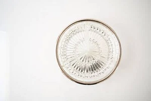 Vintage Mid Century Classic Schliff Kristall Silberrand Deko Glas Schale Schale - Bild 1 von 5