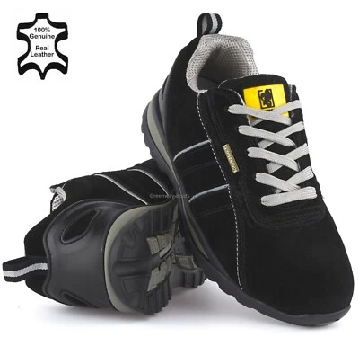 MENS LIGHTWEIGHT LEATHER WORK SAFETY STEEL TOE CAP LADIES BOOTS SHOES TRAINER SZ