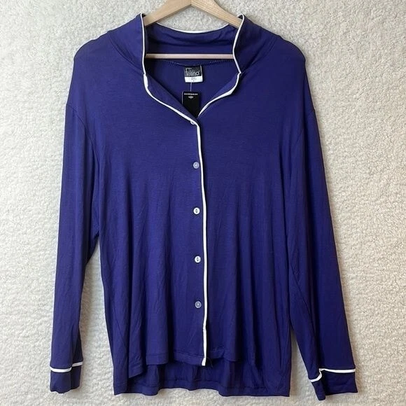 Nuevo con etiquetas Pijama Top Felina Mujer Suave Azul Elastizado Cuello Tubería PEQUEÑO Foto 1 de 4