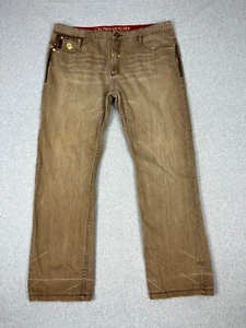 Vtg Crown Holder Jeans Mens 42x34 Brown Hip Hop Rap Baggy Skater Grunge Selvedge - Picture 1 of 17