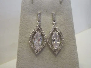 Nolan Miller White Hot Drop Simulated Diamond Earrings 1-1/2" - Picture 1 of 2