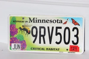 Minnesota Specialty License Plate Critical Habitat Bumble Bee - Picture 1 of 3
