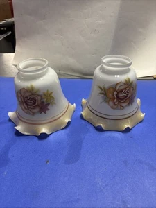 Vtg Art Deco Glass Ruffled Floral Lamp Shades Globe 5"Wide 1-5/8-2" Fitter MCM - Picture 1 of 9