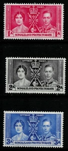 1937 CORONATION STAMPS. SOMALILAND PROTECTORATE SG90-92. MOUNTED MINT. - Picture 1 of 1