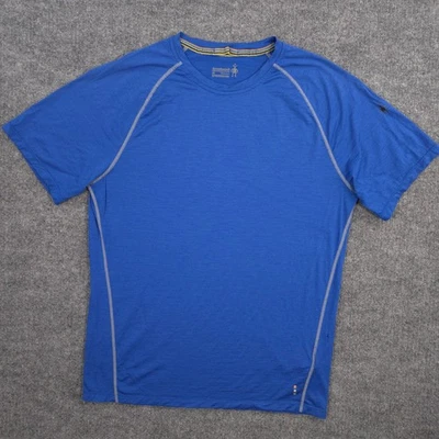 Camisa Smartwool Merino 150 Capa Base Para Hombre M Azul Manga Corta Calce Ajustado Cuello Redondo Foto 1 de 4