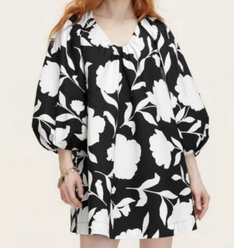 Abito Kate Spade Target bianco e nero classico foderato in popeline rosa taglia 1x nuovo senza etichette