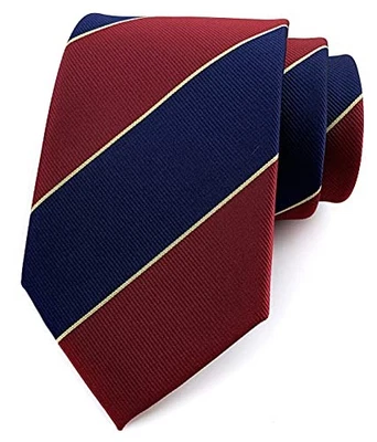  Corbatas modernas a rayas para hombre patrón tejido negocios talla única azul marino rojo borgoña Foto 1 de 2