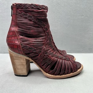 Freebird by Steven Bela Damengröße 8 Bootie-Sandalen rotweinrot Käfig offene Zehenpartie Reißverschluss - Bild 1 von 8
