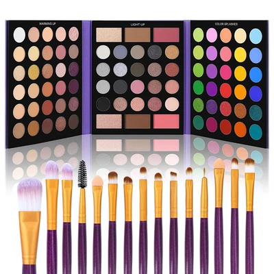 86 Colors Nude Eyeshadow Palette with 15Pcs Makeup Brushes Set, Matte Glitter Lo - Image 1 of 4