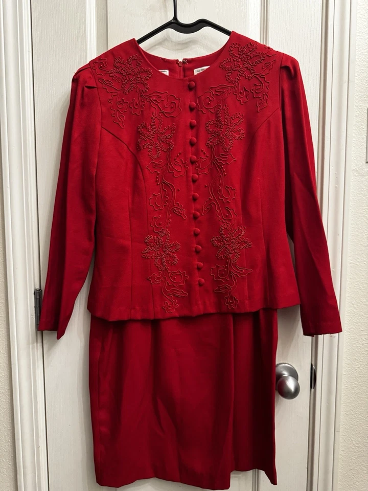 Blazer Vestido Karin Stevens Petites Rojo Adjunto Una Pieza 10petite Foto 1 de 4