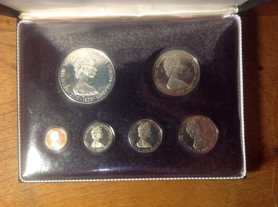 Gift Idea World Coin Lot 1973 British Virgin Islands 6-coin Proof Set Silver $1 - Image 1 of 4