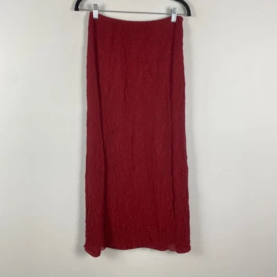 Maxi Falda J. Jill Seda Bordada Talla 4 Roja Cremallera Lateral Foto 1 de 4