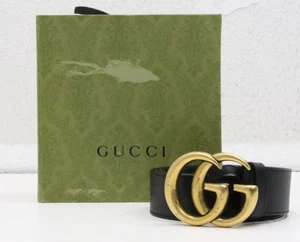 Gucci GG Marmont schwarzer Ledergürtel mit goldener Schnalle Größe 110/44 - Bild 1 von 16