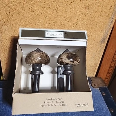 Allen & Roth Auténtico Par de Cortinas de Mármol Nuevo Color Marrón Foto 1 de 4