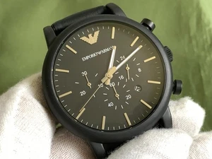 Emporio Armani AR1970 Men's Luigi Black Dial Chronograph Date 5 Atm Quartz Watch - Picture 1 of 19