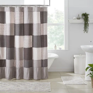 Shower Curtain Florette Patchwork Farmhouse 72x72 Ruffle Cotton Bath VHC Brands - Picture 1 of 8