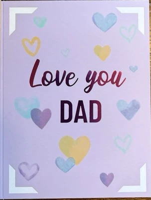 Конверт поздравительная открытка с Днем отца Love You Dad Hearts фиолетовая фольга #5843 - Изображение 1 из 3
