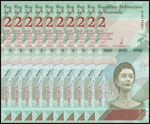 Venezuela 2 Bolívares Soberano, 2018, P-101a, UNC X 10 PIEZAS - Imagen 1 de 3