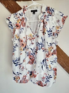 Women Tamara H Ruffle Sleeveless Blouse XS Colorful Floral Ties WT Raise Pattern - Bild 1 von 24