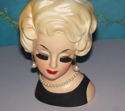 PLATINUM MARILYN INARCO 6" HEADVASE LADY JAPAN HEAD VASE VTG 50'S - Image 1 of 4