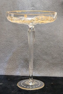 Antique Bohemian Glass Moser Gilt Intaglio 8” Comport Compote Tazza - Picture 1 of 20