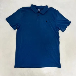 Volcom Mens Large Polo Shirt Smokey Blue Short Sleeve Collared Embroidered Logo - Picture 1 of 7