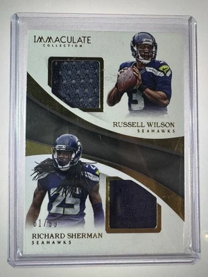2017 Immaculate  Football Dual Jerseys Russell Wilson, Richard Sherman  /99  - Image 1 of 2