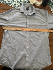 Jos A Bank Traveler Button Up Dress Shirt Mens 17 - 34 Long Sleeve Tailored Fit - Picture 1 of 6