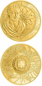 Grecia, 2016, moneda de oro de 200 euros, Demócrito, padre de la física nuclear - Imagen 1 de 3