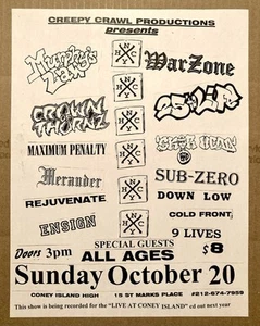 MURPHYS LAW WARZONE CORONA DE ESPINAS + VINTAGE 96 20/10/96 CONEY ISLAND HIGH NYC NYHC - Imagen 1 de 2