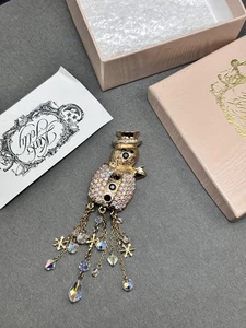 NUEVO KIRKS FOLLY Muñeco de Nieve Navidad AB Estrás Cuelga Esmalte Broche - Imagen 1 de 7